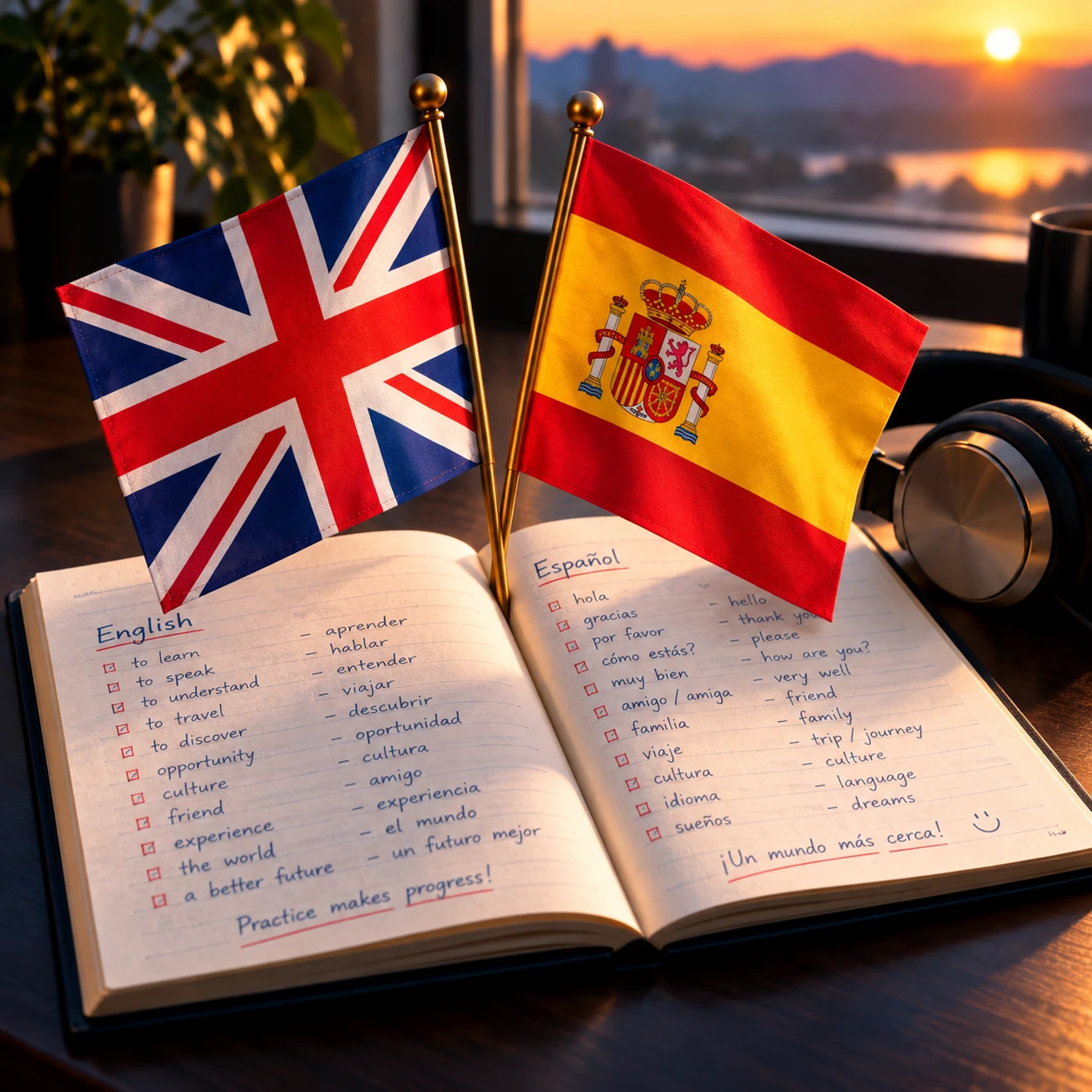 Arte da aula de Língua Estrangeira (Inglês ou Espanhol) do Escuta Policial