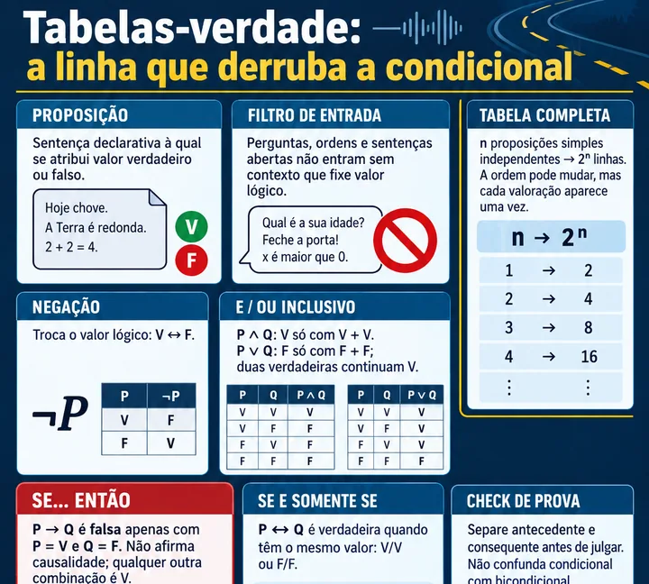 Resumo visual de Lógica Sentencial I · Proposições e Tabelas-Verdade para o concurso da PRF