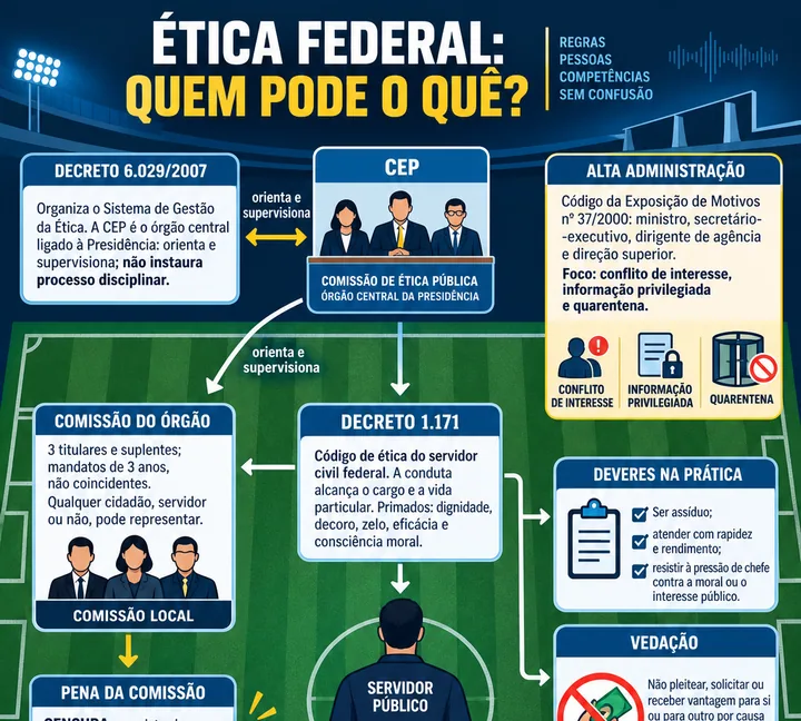 Resumo visual de Códigos de Ética e de Conduta do Executivo Federal para o concurso da PRF