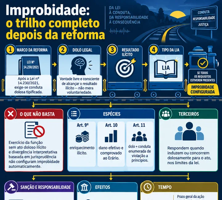 Resumo visual de Improbidade · Lei 8.429/1992 com a Reforma da Lei 14.230/2021 para o concurso da PRF