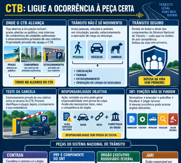 Resumo visual de Disposições Preliminares e Sistema Nacional de Trânsito para o concurso da PRF