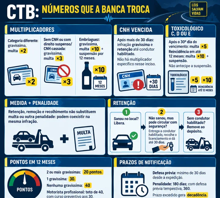 Resumo visual de Normas Gerais de Circulação e Conduta para o concurso da PRF