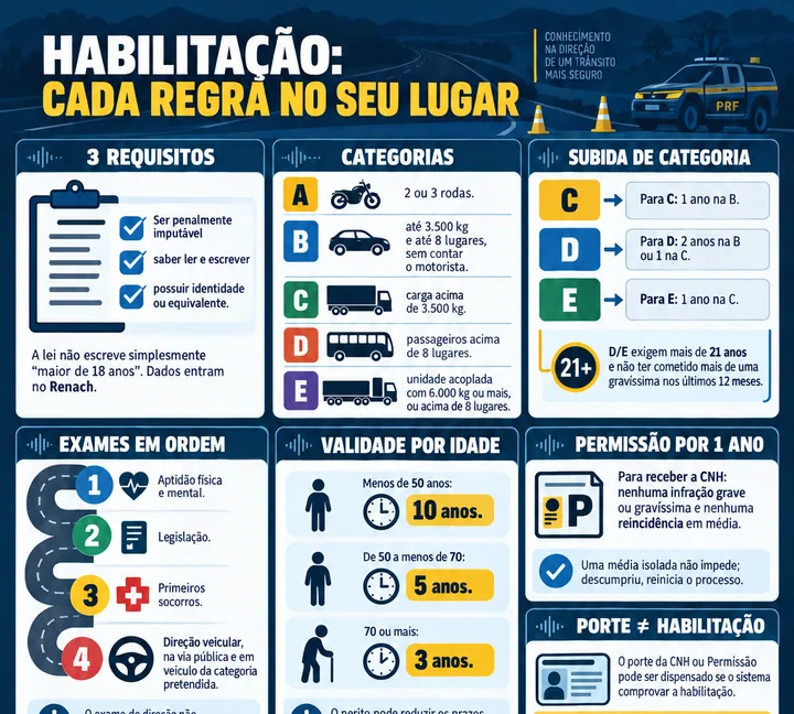Resumo visual de Condutor e Habilitação para o concurso da PRF