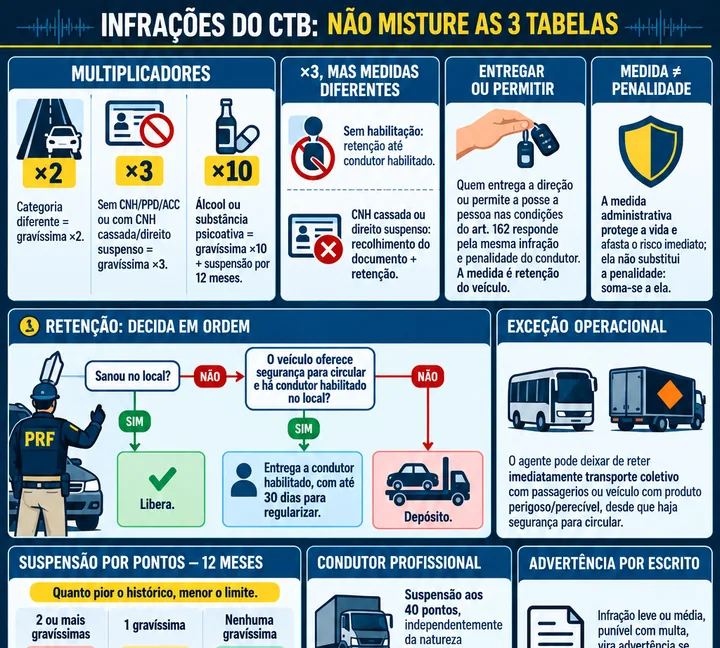 Resumo visual de Infrações de Trânsito para o concurso da PRF