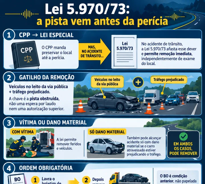 Resumo visual de Acidentes e Remoção de Veículos para o concurso da PRF