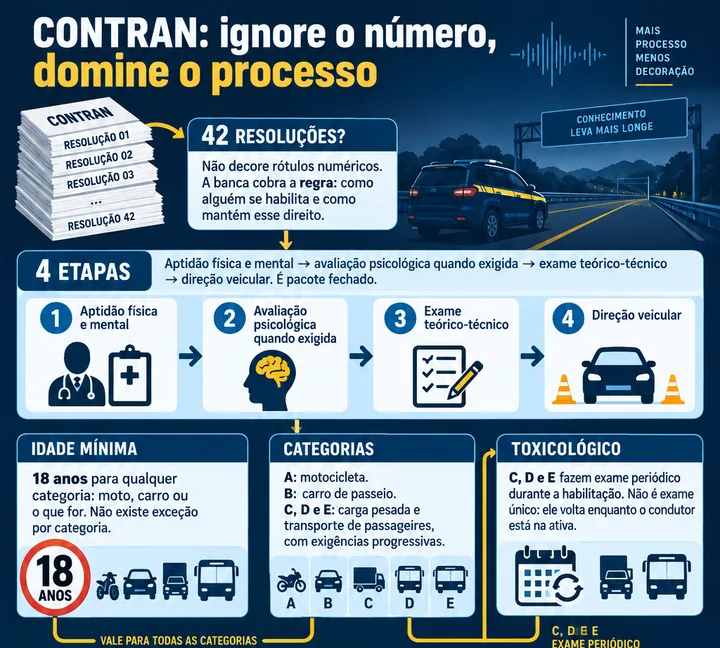 Resumo visual de Resoluções do CONTRAN · Habilitação para o concurso da PRF