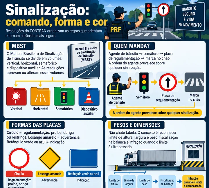 Resumo visual de Resoluções do CONTRAN · Sinalização para o concurso da PRF