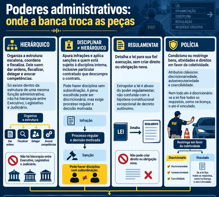 Resumo visual de Poderes Administrativos para o concurso da PRF