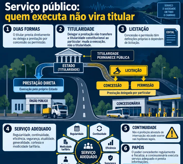 Resumo visual de Serviços Públicos · Conceito, Classificação e Prestação para o concurso da PRF