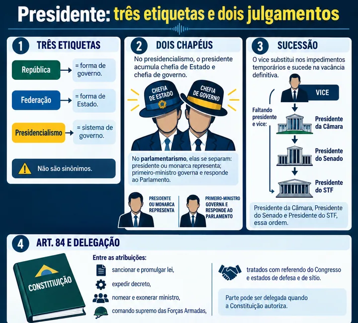 Resumo visual de Poder Executivo · Forma de Governo, Chefia e Atribuições para o concurso da PRF