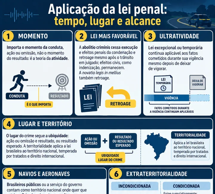 Resumo visual de Aplicação da Lei Penal para o concurso da PRF