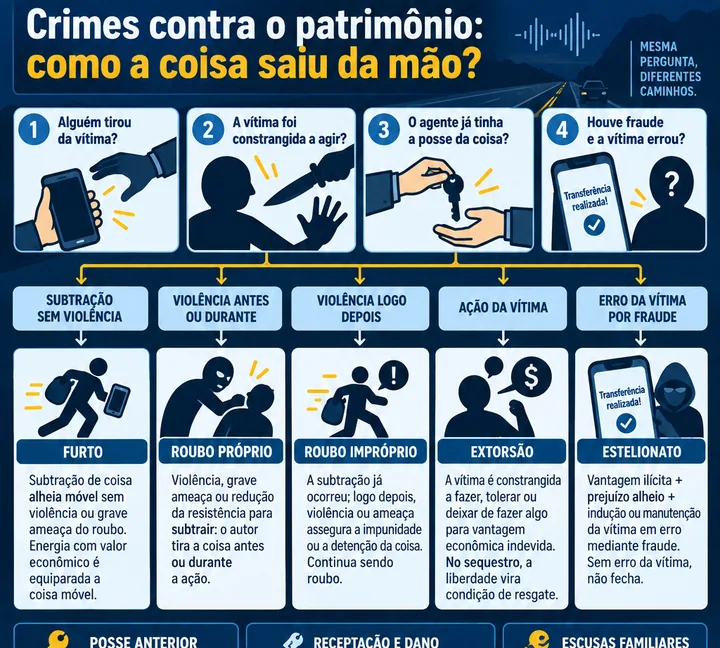 Resumo visual de Crimes contra o Patrimônio para o concurso da PRF