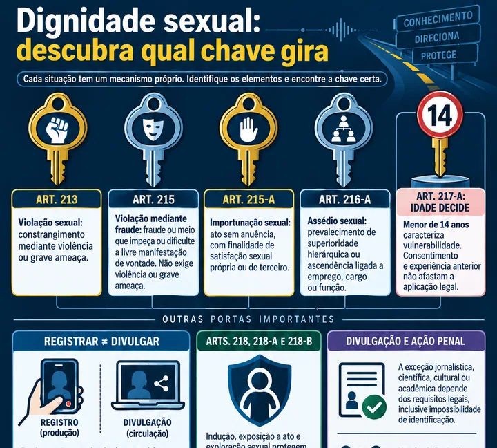 Resumo visual de Crimes contra a Dignidade Sexual para o concurso da PRF