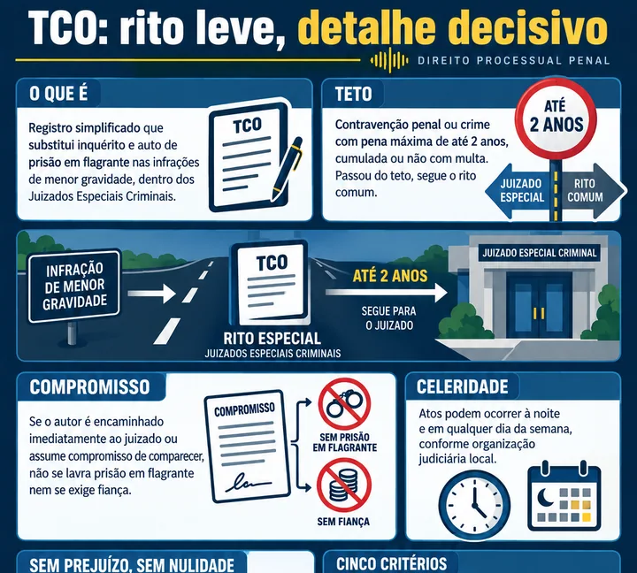 Resumo visual de Termo Circunstanciado de Ocorrência (Lei 9.099/1995) para o concurso da PRF