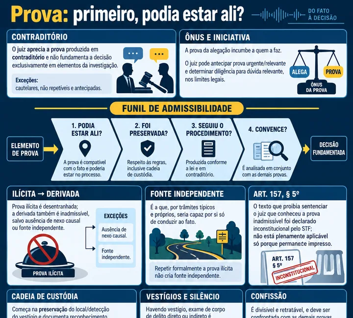 Resumo visual de Prova · Conceito, Ônus, Provas Ilícitas e Meios de Prova para o concurso da PRF