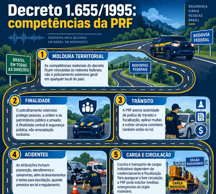 Resumo visual de Competências da PRF para o concurso da PRF
