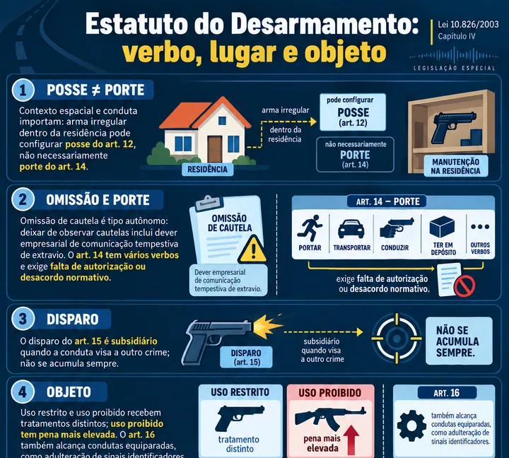 Resumo visual de Estatuto do Desarmamento (Cap. IV) para o concurso da PRF