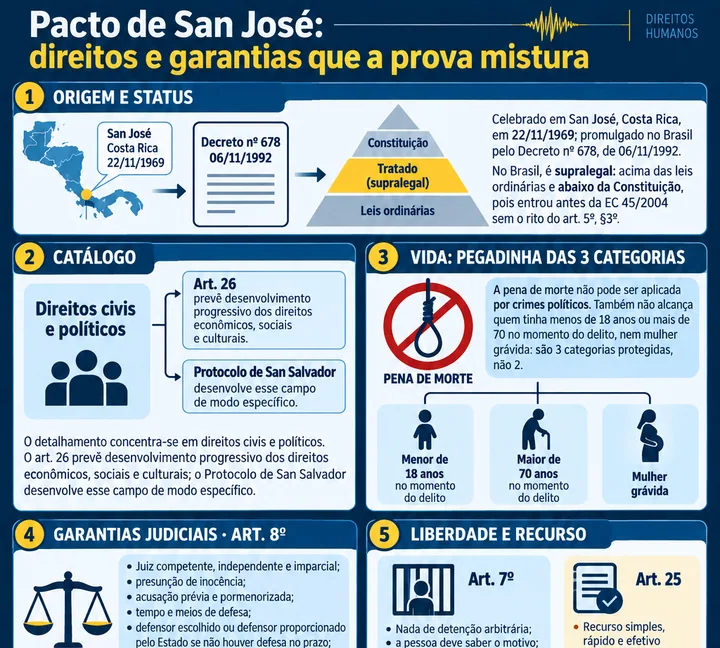 Resumo visual de Convenção Americana sobre Direitos Humanos I · Direitos e Garantias para o concurso da PRF